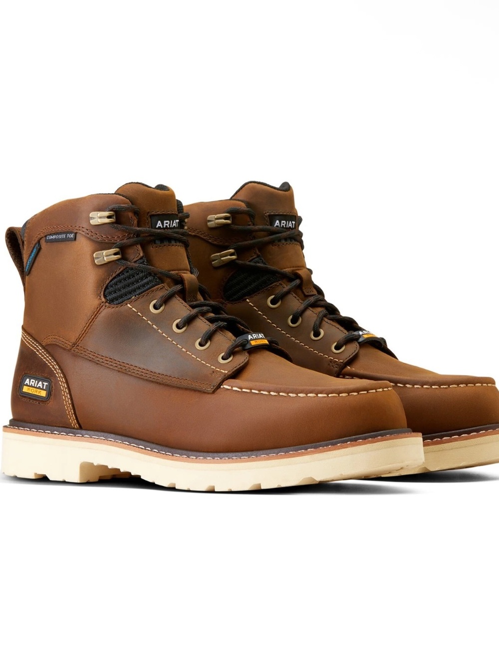 Ariat Tan and Brown Moc Toe Work Boots! New! 7